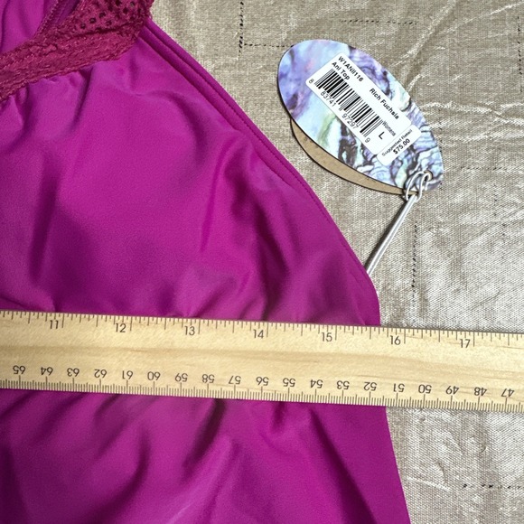PRANA Ani Rich Fuchsia Pink Racerback Swim Active Tankini Top Womens Sz L - Picture 4 of 13
